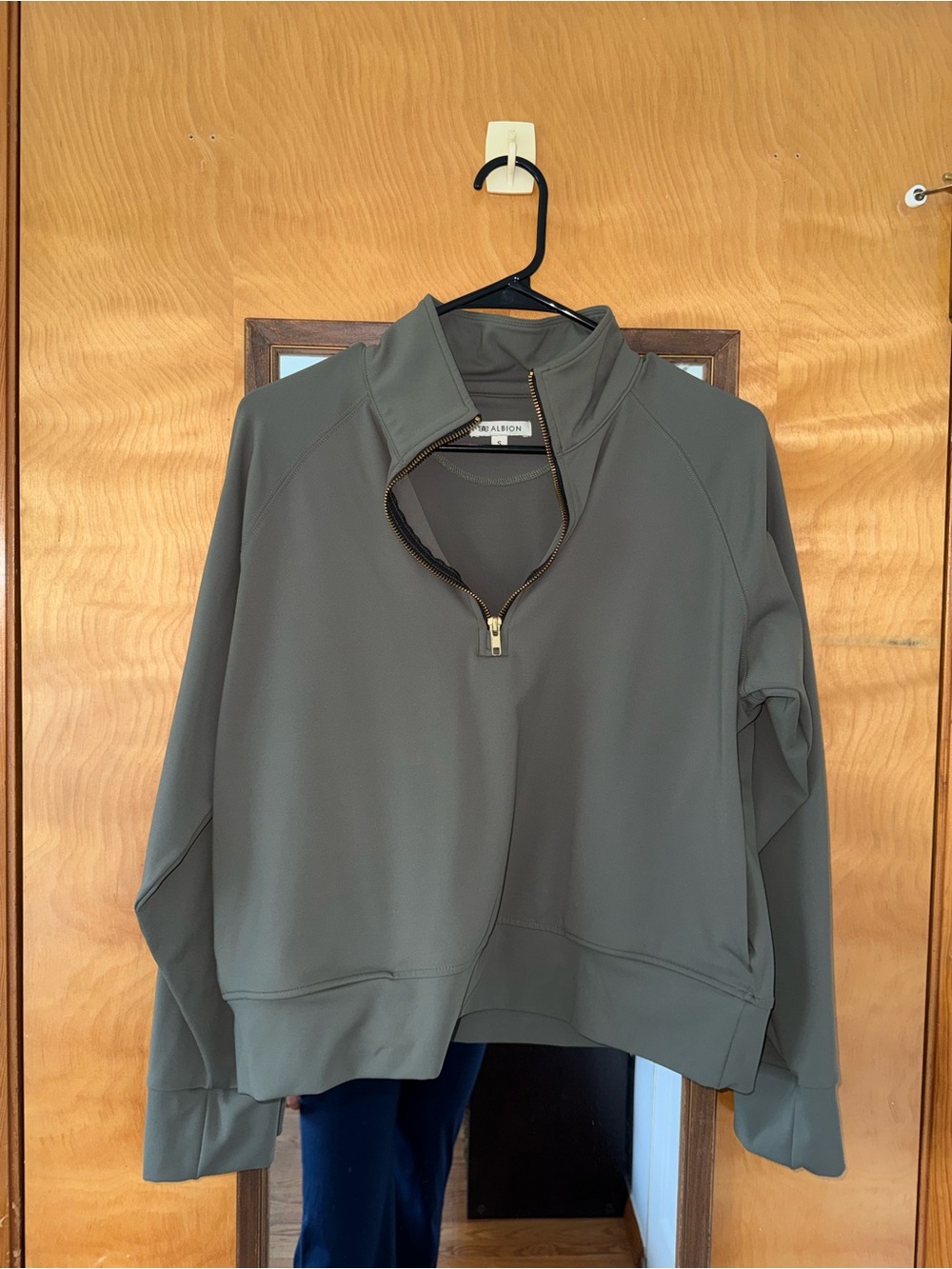 Albion Olive Green Half-Zip Pullover Sweatshirt - Picture 2 of 5